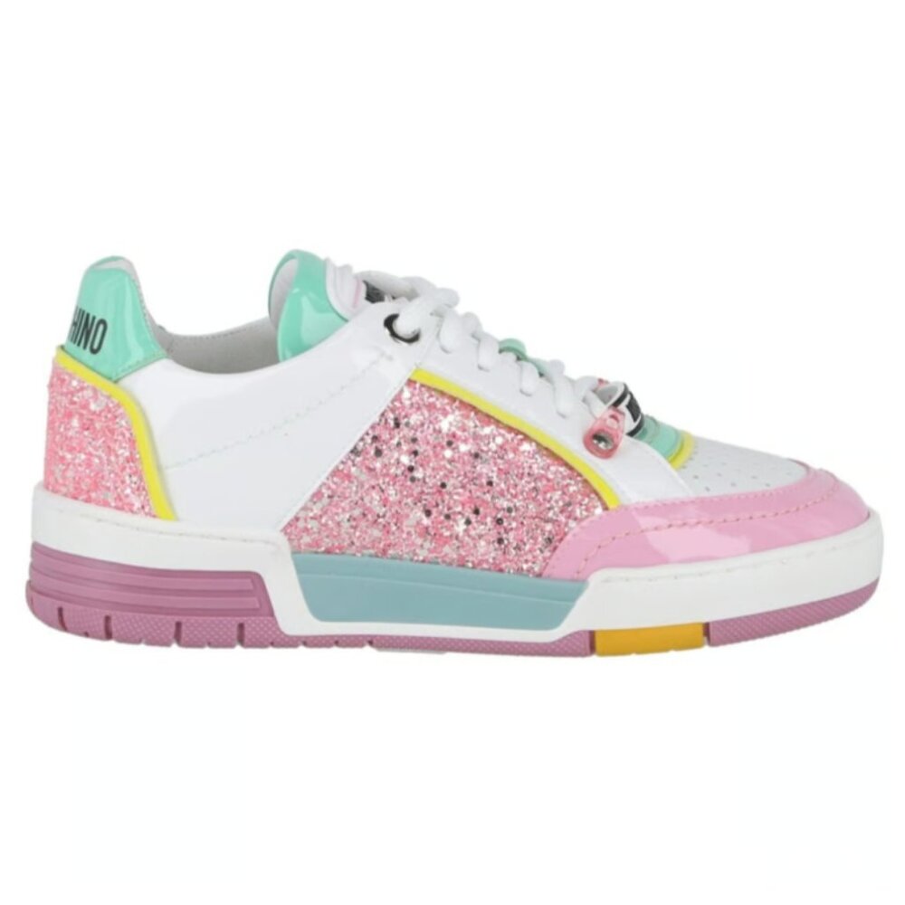 Women's Moschino Pastel / Pink Glitter Low Top Sneakers - Picture 3 of 11